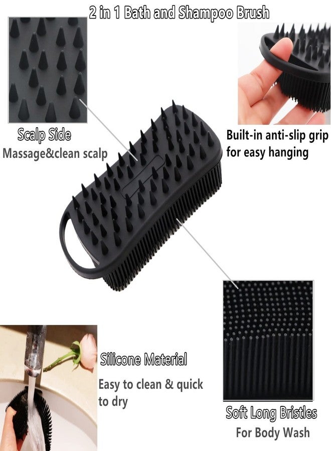 Cinlitek 2Pack Dual Sided Silicone Body Scrubber for Exfoliating, Shower&Scalp Massage, 2 in 1 Bath&Shampoo Brush,Soft Body Exfoliator Silicone Loofah Shower Scrubber Brush for All Kinds of Skin - Image 2