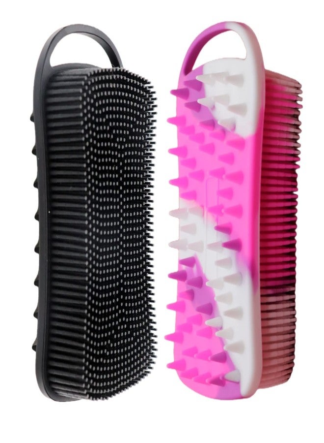 Cinlitek 2Pack Dual Sided Silicone Body Scrubber for Exfoliating, Shower&Scalp Massage, 2 in 1 Bath&Shampoo Brush,Soft Body Exfoliator Silicone Loofah Shower Scrubber Brush for All Kinds of Skin - Image 1