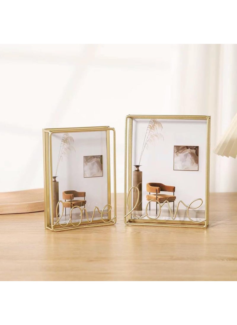 Party Supplies - Penny Wise® | Trending Slim Gold Metal Photo Frame | Wall & Table | Durable & Tarnish Resistant Gold | Eco Friendly Metal | Classy Looking Desk Accessory | Home & Office Decor | Single Piece (Love) - Image 1