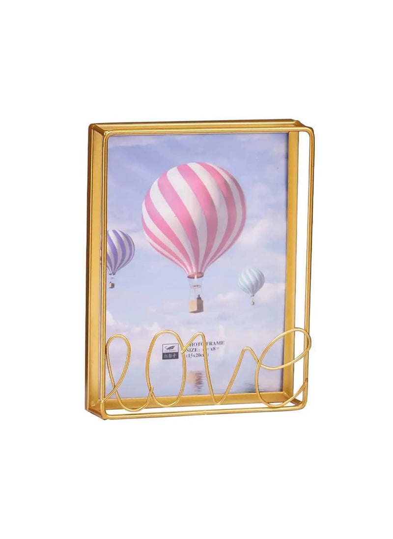 Party Supplies - Penny Wise® | Trending Slim Gold Metal Photo Frame | Wall & Table | Durable & Tarnish Resistant Gold | Eco Friendly Metal | Classy Looking Desk Accessory | Home & Office Decor | Single Piece (Love) - Image 1