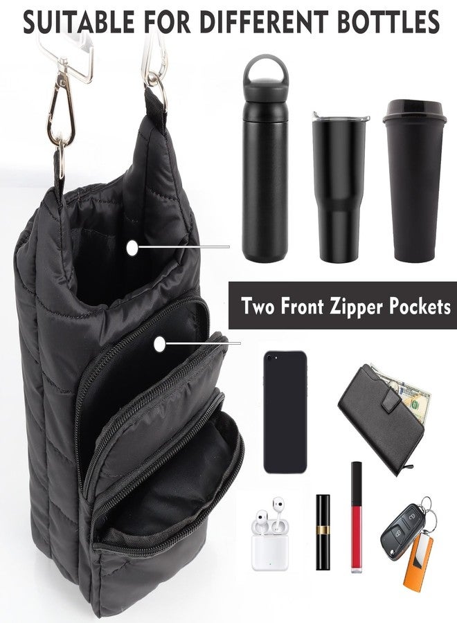 Dealkion Puffer Water Bottle Holder with Strap Quilted Water Bottle Carrier Bag Hydrobag Crossbody Bags Sling Purse for Women Gifts - Image 3