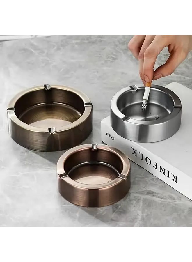 Thickened Round Stainless Steel Ashtray Silvery For Office Home Restaurant KTV - Image 4