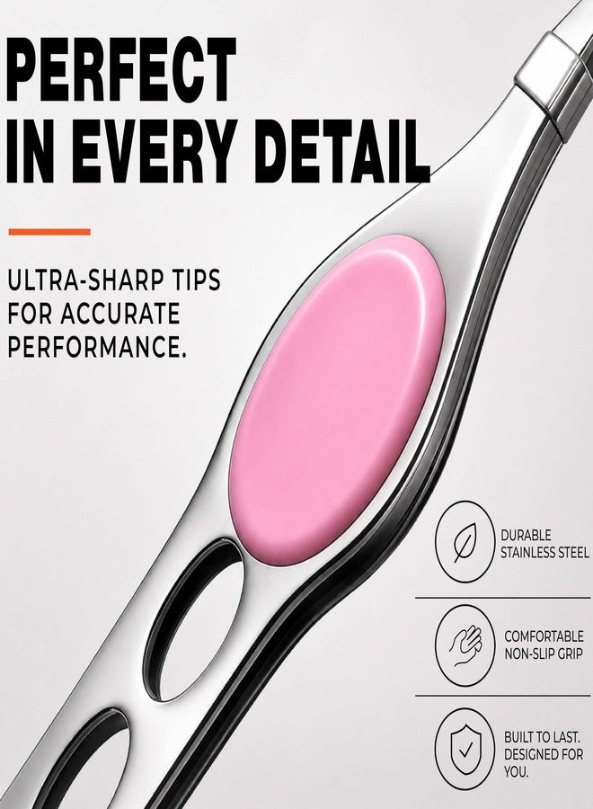 Beauté Secrets Professional 3-Piece Tweezer Set with Travel Case | Wide Slant, Precision Point & Slant Tip Tweezers | Stainless Steel Eyebrow & Facial Hair Removal Kit - Image 3