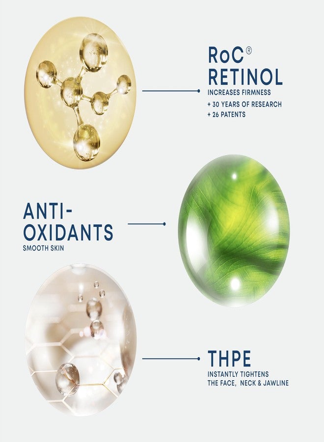 RoC روك ديرم كوركشن سيروم ريتينول المتقدم لتقوية البشرة مع مضادات الأكسدة لشد وتجديد التجاعيد وخطوط الضحك، 1.0 أونصة مع عينة كريم العين بالريتينول - Image 5