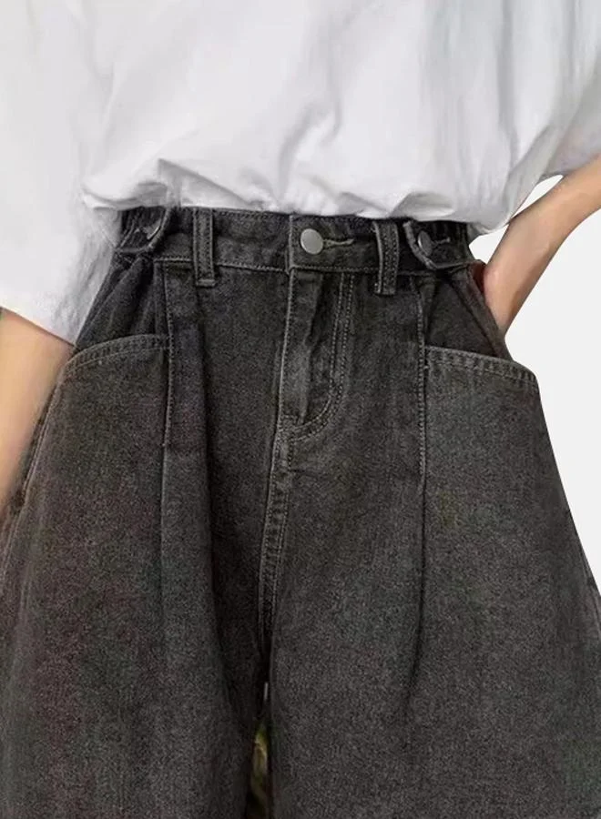 YUNIQEE Black High-Rise Denim Shorts