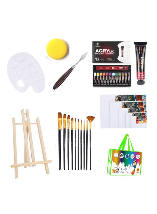 Home Smart Painting and Crafting Kit for Toddlers 16 PCS Set Paint Brushes, Drawing Boards, Painting Knife, Palette, Sponge, Acrylic Paint and Storage Bag Idle Gifts for Children. - Image 1