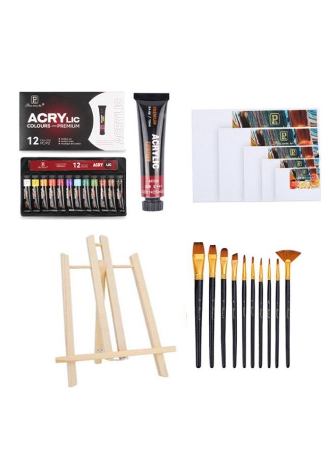 Home Smart Painting and Crafting Kit for Toddlers 16 PCS Set Paint Brushes, Drawing Boards, Painting Knife, Palette, Sponge, Acrylic Paint and Storage Bag Idle Gifts for Children. - Image 3