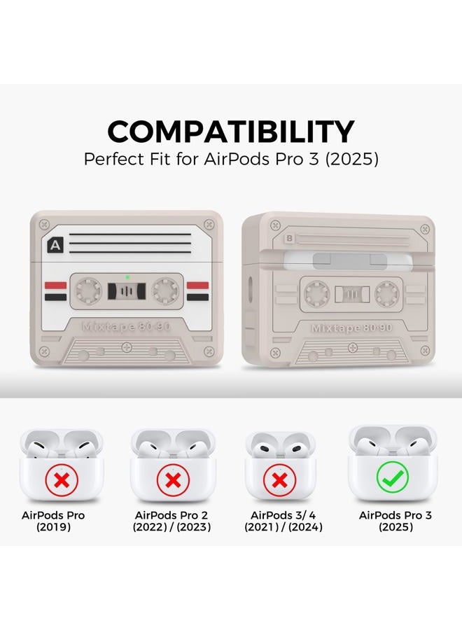 TRONWIN for AirPods Pro 3 Case - 2025 Retro Mixtape Design Case for Apple AirPods Pro 3rd Generation, Cute Silicone Air pods pro 3 Case Cover for Men/Women (Old Grey) - Image 2