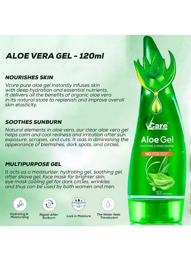 VCare Aloe Vera Gel And Aloe & Cucumber Facial Mask Sheet For All Skin Type Women & Men Combo - Image 2