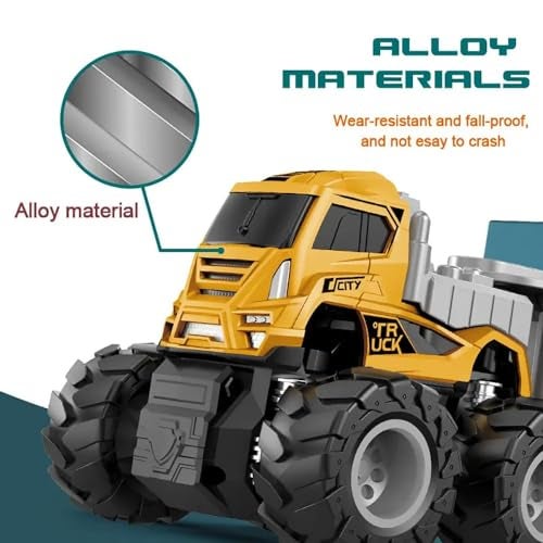 SHOPOFLUX (Pack 1 Construction Dumper Truck Toy, Friction Powered Push and Go Truck Toys for Kids, Boys and Girls Aged 3+ Year (Dumper) - Image 3