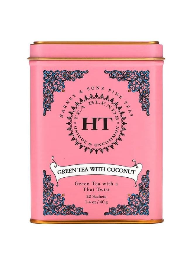 HT Tea Blend, Green Tea with Coconut, 20 Tea Sachets, 1.4 oz (40 g) - pzsku/ZFD2240788A9E66E4897AZ/45/_/1707982531/ae7855f0-8fdd-4a0a-862a-068d5fb9570a