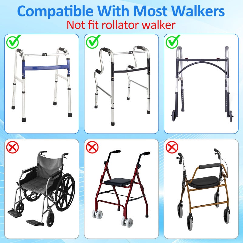 Okxiri Walker Bag Basket with Cup Holder for Folding Walker Accessories for Seniors Elderly, Handicap, Foldable & Water Resistant Walker Storage Bags with Big Capacity - Dark Blue - Image 5
