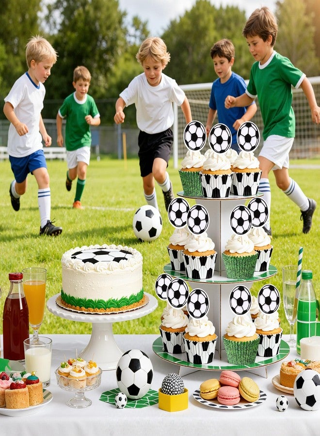 قوالب كب كيك جلافاتريكس لكرة القدم مع زينة، 200 قطعة، بنقوش العشب الأخضر وكرة القدم، مع 36 قطعة من أعواد تزيين الكب كيك، مثالية لتزيين الكيك في حفلات استقبال المولود الجديد أو أعياد الميلاد أو المناسبات الرياضية. - Image 5