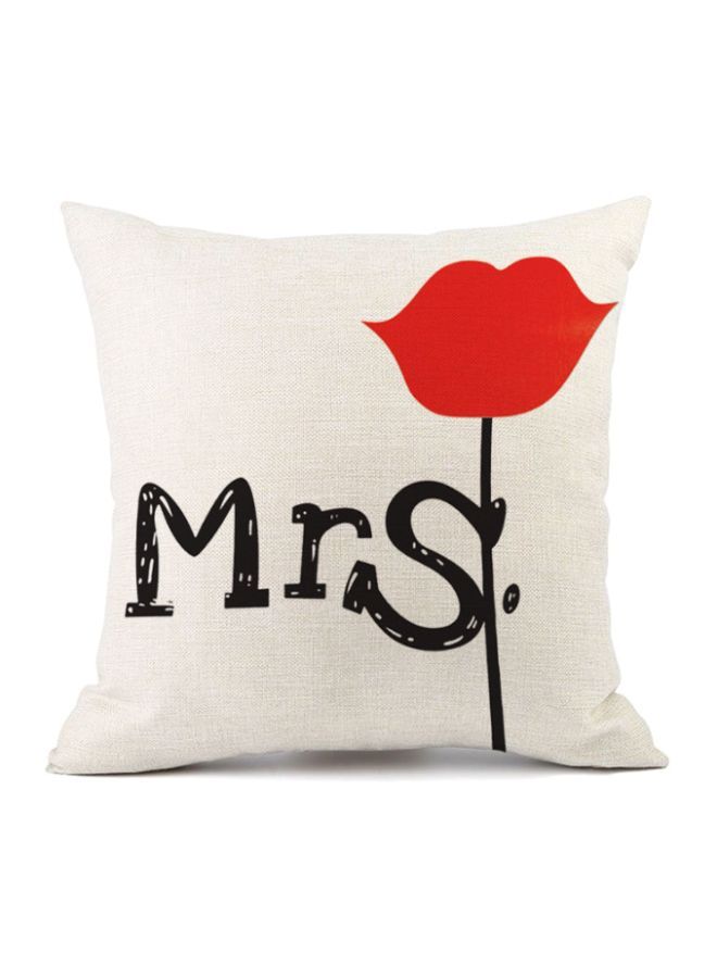 نيبمينينت غطاء وسادة زينة بطبعة كلمة ".Mrs" أبيض/أسود/أحمر 45x45سم