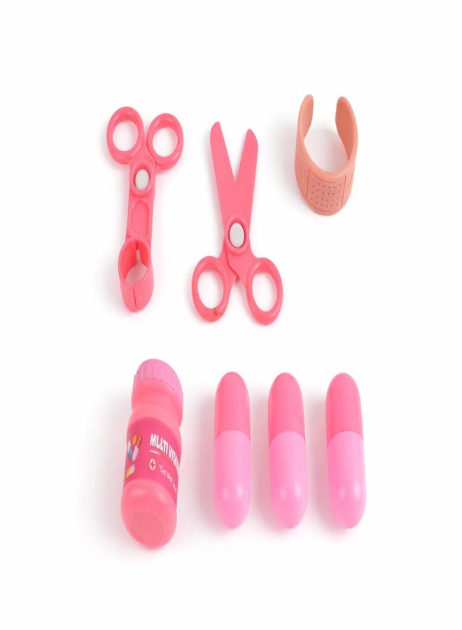 Fair Doctor Jr Pretend Play Set with Bag for Kids Girl Pink Colour, 18 Pieces, Age 3 Years, Multicolour, Non-Toxic Plastic - Image 4