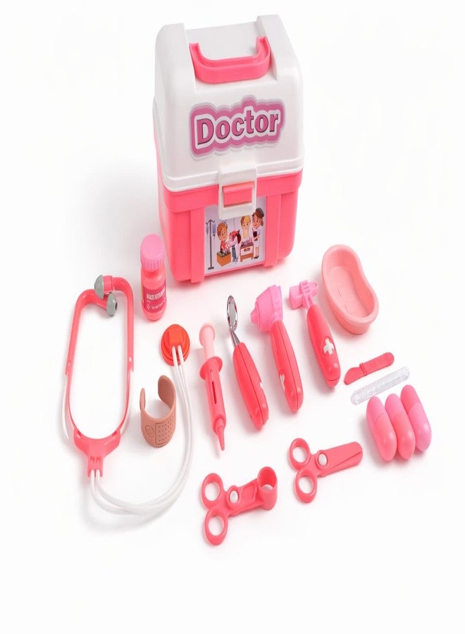 Fair Doctor Jr Pretend Play Set with Bag for Kids Girl Pink Colour, 18 Pieces, Age 3 Years, Multicolour, Non-Toxic Plastic - Image 1