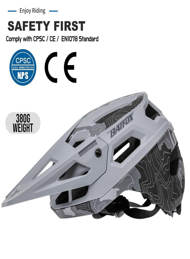 BATFOX Bike Helmet Mountain Bike Helmets for Men Women Adults MTB Specialized Bicycle Cycling BMX Bike Helmet (Gray,(56-61CM)) - Image 2