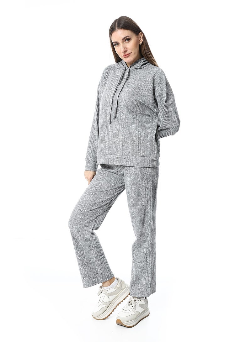 Andora Slip On Hooded Ripped Pants Set_Light Grey - Image 2