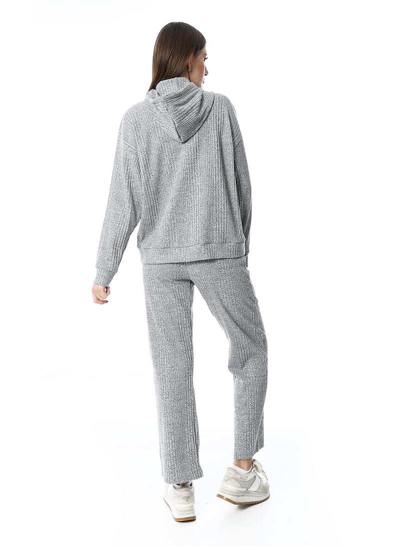 Andora Slip On Hooded Ripped Pants Set_Light Grey - Image 4