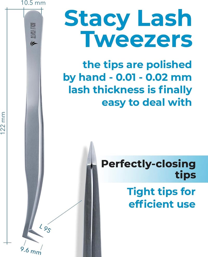 Stacy Lash STL-6 Eyelash Extension Tweezers/Precision Tool for False Lashes Application & Premade Fans/Supplies for Volume Extensions/Curved Tweezer Tip/Beauty Accessories/Eyelashes Tools - Image 2