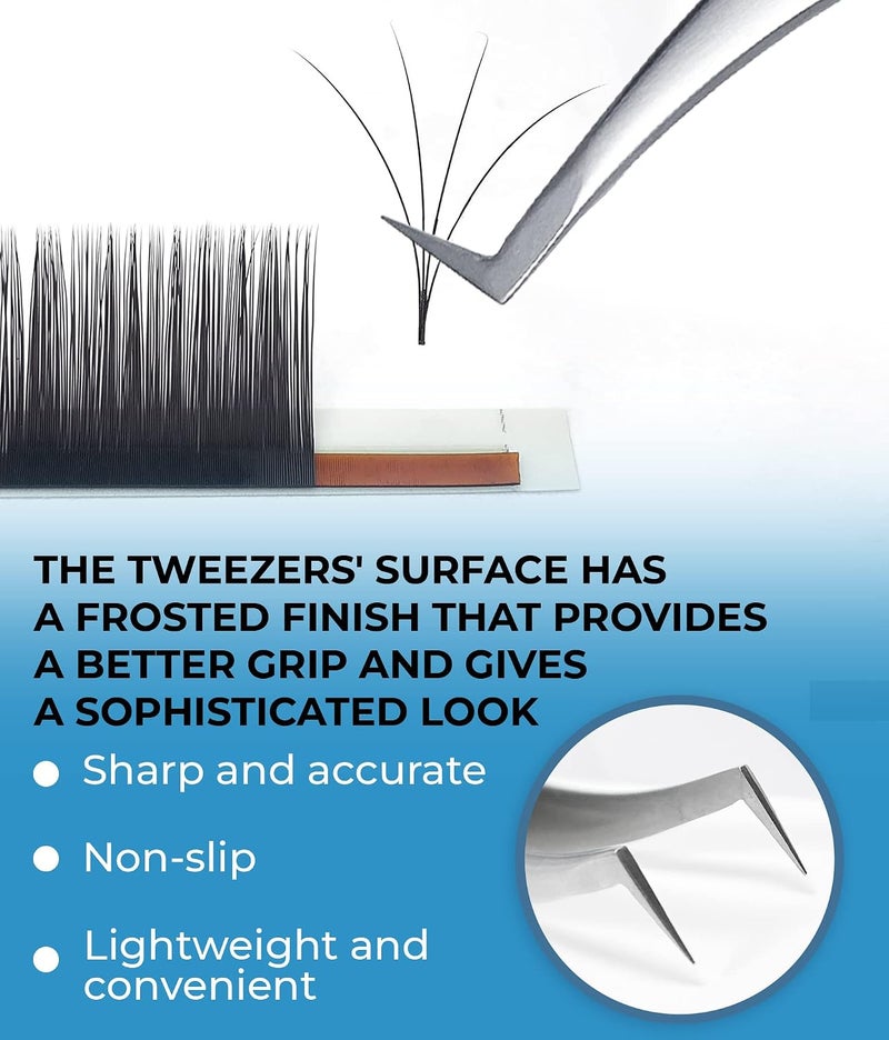 Stacy Lash STL-6 Eyelash Extension Tweezers/Precision Tool for False Lashes Application & Premade Fans/Supplies for Volume Extensions/Curved Tweezer Tip/Beauty Accessories/Eyelashes Tools - Image 4