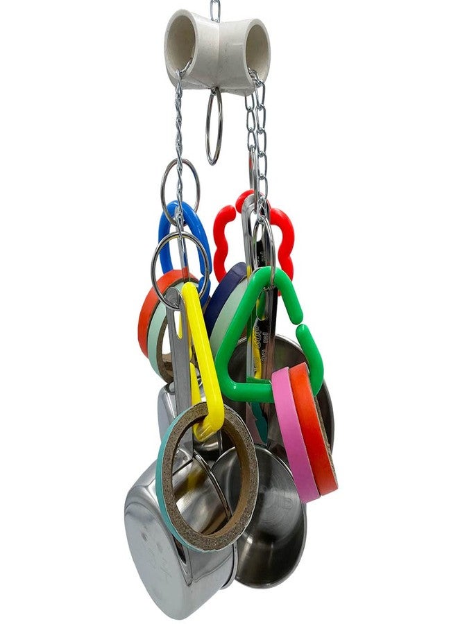 GILYGI Stainless Steel Chewable Parrot Toys with Pullable Pots, Cardboard Rings - Durable Bird Toys for Medium and Large Parrots Amazons, Mini Macaws, African Greys, Cockatoos, Eclectus - Image 2