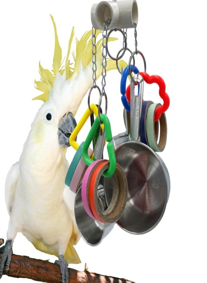 GILYGI Stainless Steel Chewable Parrot Toys with Pullable Pots, Cardboard Rings - Durable Bird Toys for Medium and Large Parrots Amazons, Mini Macaws, African Greys, Cockatoos, Eclectus - Image 1