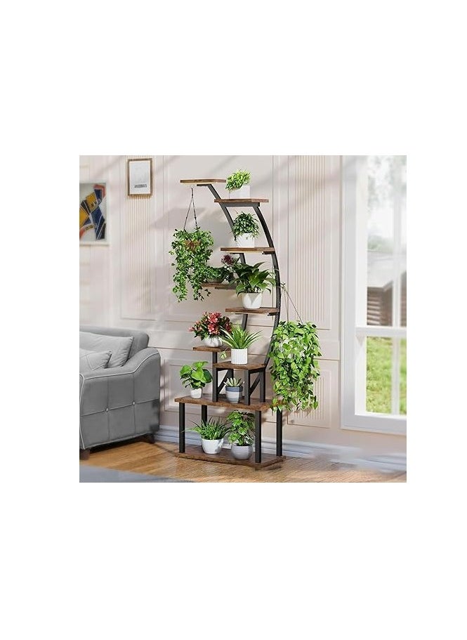 Royal Polar 9-Tier Metal Plant Stand with Grow Lights, 63" Tall Indoor Plant Shelf Stand for Multiple Plants, Curved Display Rack for Living Room & Patio  - Image 4