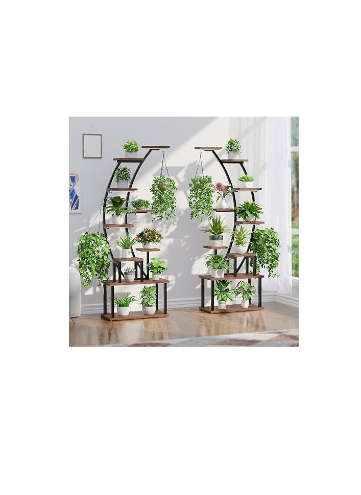Royal Polar 9-Tier Metal Plant Stand with Grow Lights, 63" Tall Indoor Plant Shelf Stand for Multiple Plants, Curved Display Rack for Living Room & Patio  - Image 2