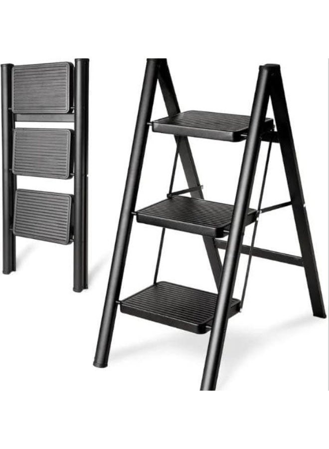 A practical black metal ladder with a sturdy and stable design, suitable for home use and daily maintenance tasks, easy to use and store. - Image 5