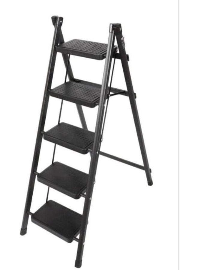 A practical black metal ladder with a sturdy and stable design, suitable for home use and daily maintenance tasks, easy to use and store. - Image 1