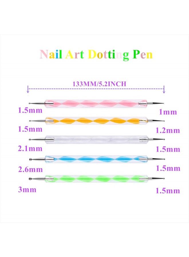 HiMo 5 pc 2 Way Dotting Pen Tool Nail Art Tip Dot Paint Manicure kit (5PC) - Image 2