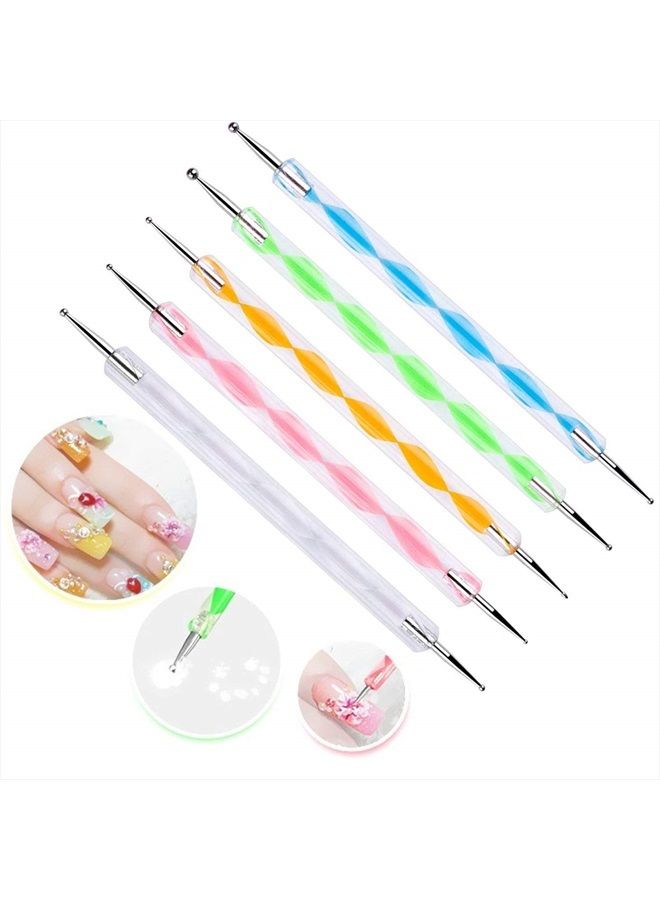 HiMo 5 pc 2 Way Dotting Pen Tool Nail Art Tip Dot Paint Manicure kit (5PC) - Image 1