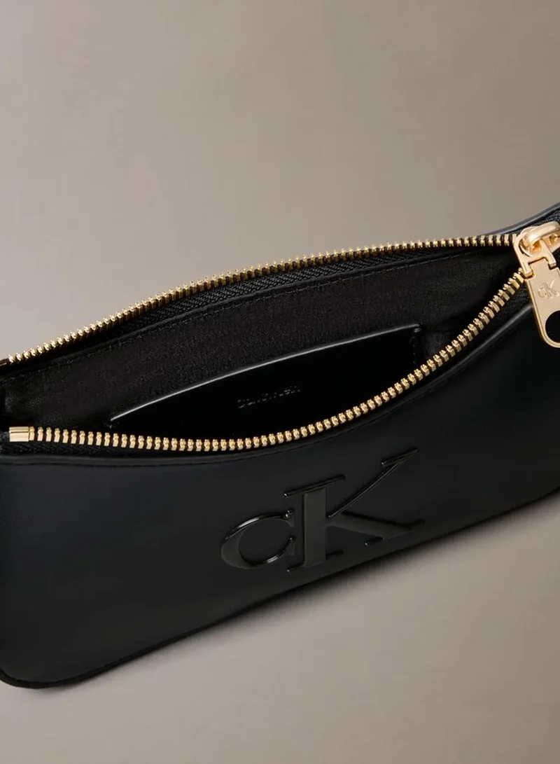 Calvin Klein Black Embossed Monogram Mini Shoulder Bag for Women | Best Price UAE