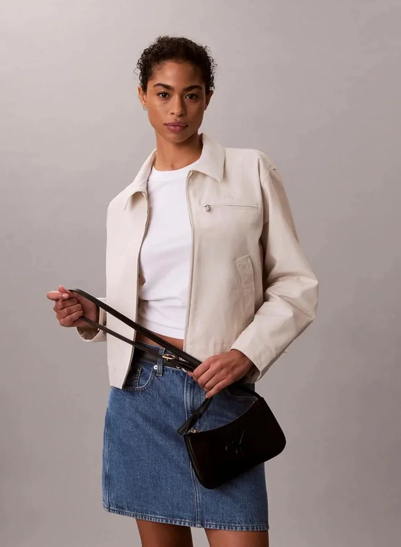 Calvin Klein Black Embossed Monogram Mini Shoulder Bag for Women | Best Price UAE