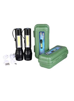 Gabriel T6 + COB 2 Mini LED Flashlight with 3 Lighting Modes - Built-in Battery, Zoom In/Out Flashlight with USB Cable