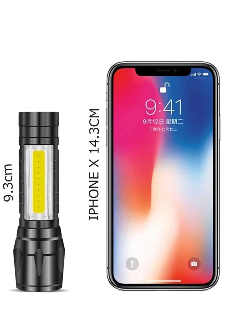 Generic - Gabriel T6 + COB 2 Mini LED Flashlight with 3 Lighting Modes - Built-in Battery, Zoom In/Out Flashlight with USB Cable - Image 1