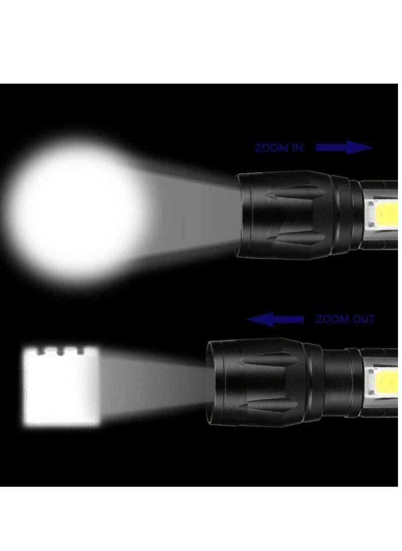 Generic - Gabriel T6 + COB 2 Mini LED Flashlight with 3 Lighting Modes - Built-in Battery, Zoom In/Out Flashlight with USB Cable - Image 1
