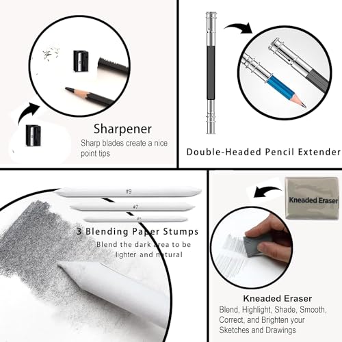 Corslet 184 Pc Art Pencil Supplies Artist Drawing Kit Sketch Set Shading Pencil Set Including Graphite Pencil Sketch Kit Drawing Watercolours Oil Pastel Colour and A5 Sketchbook - Image 4