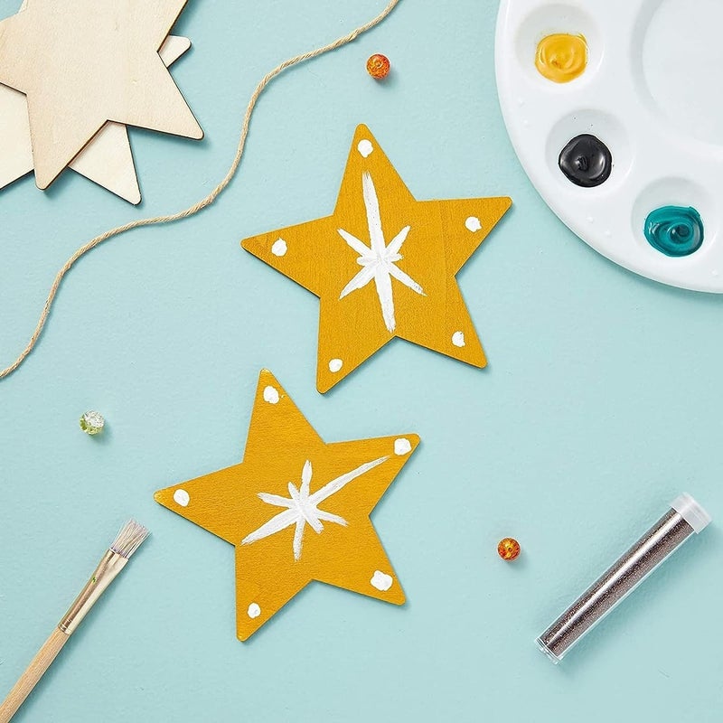 Changrobe Star MDF Pine Wood 10 inch -2.5 mm Thick Wood Stars for Crafts, Unfinished Wooden Star Cutouts, Star Wood Slices Board for Resin Art, Mandala Art, Pyrography, Painting (Set of 10) - Image 2