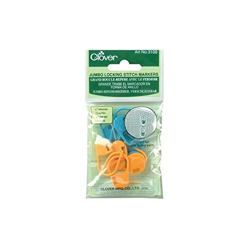 Clover 3109 Jumbo Locking Stitch Markers, blue, orange - Image 1