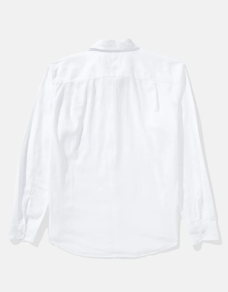 American Eagle AE Long-Sleeve Linen-Blend Button-Up Shirt