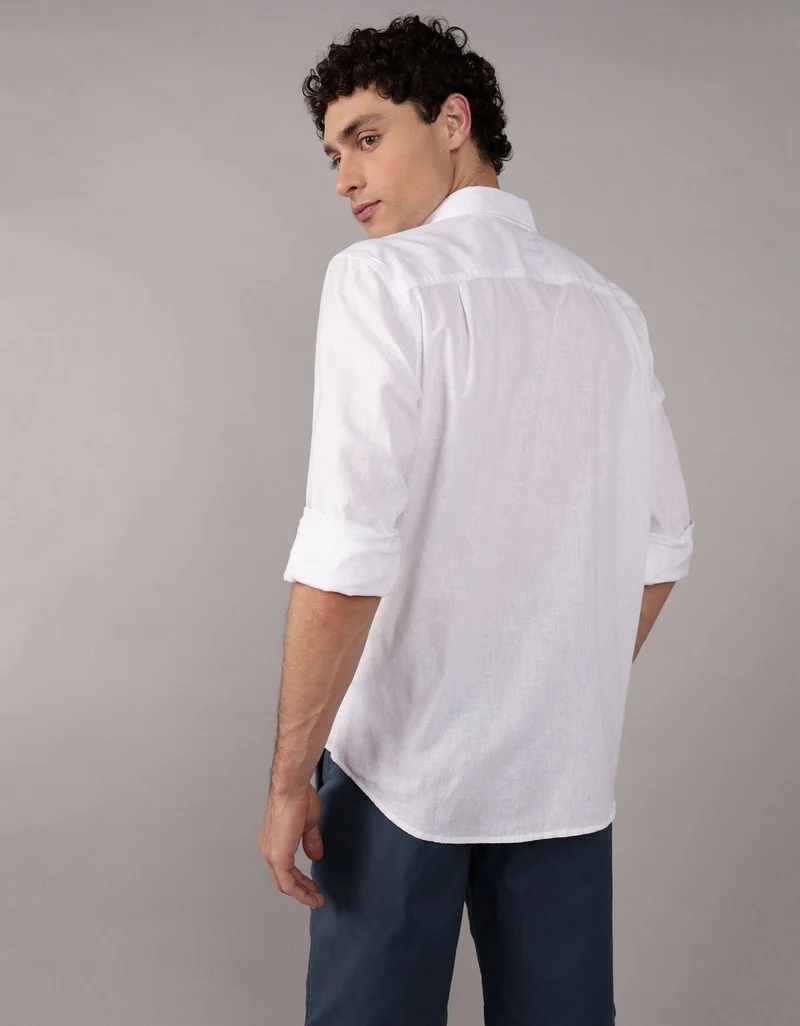 امريكان ايجل قميص بأزرار وأكمام طويلة من مزيج الكتان