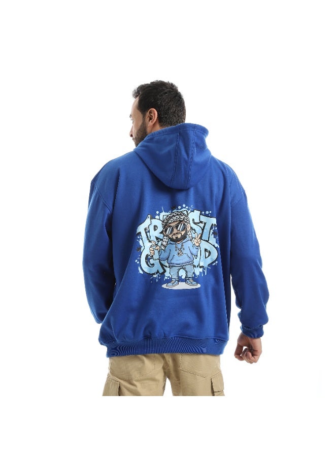 Caesar Men's oversized hoodie with a hood and prints on the chest and back - Image 3