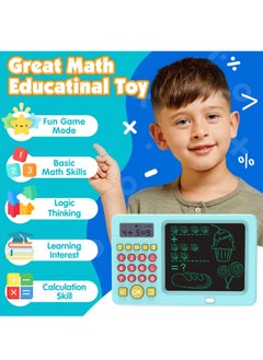 شو وو SYOSI LCD Writing Tablet Toy for Kids Math Games 6 7 8, Electronic Toys Learning Math, Birthday Gifts Boys Girls Blue  - Image 4