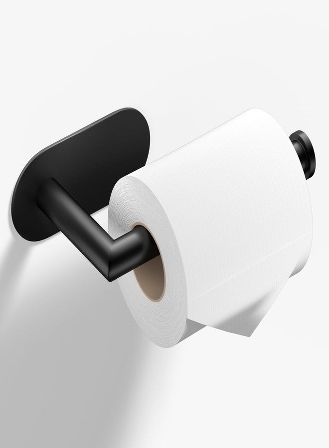 HITSLAM Matte Black Toilet Paper Holder Adhesive, Stainless Steel Self Adhesive Toilet Paper Roll Holder for Bathroom - Image 1