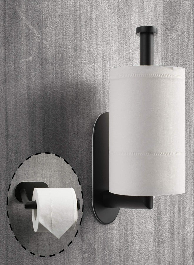 HITSLAM Matte Black Toilet Paper Holder Adhesive, Stainless Steel Self Adhesive Toilet Paper Roll Holder for Bathroom - Image 5