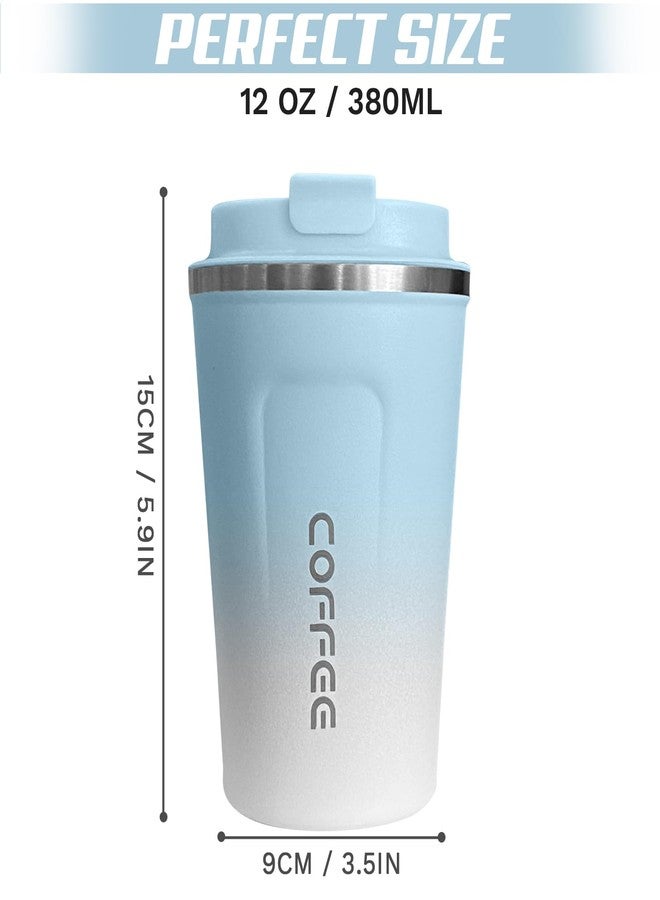 SPLMIFA Travel coffee mugs leak-proof, reusable coffee cups with lids, stainless steel vacuum thermos coffee tumblers,thermal insulation cups for men and women hot & cold drinks (2nd-Blue White, 12OZ) - Image 4