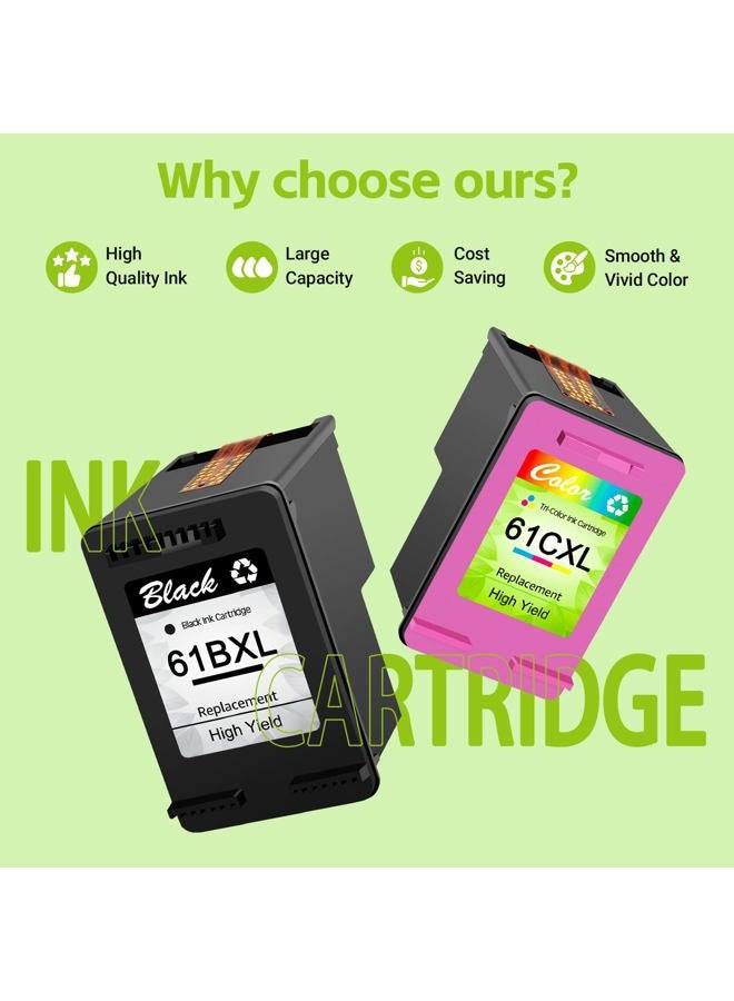 GREENCYCLE Compatible Hight Yield Remanufactured Ink Cartridge Replacement for HP 61XL 61BXL 61CXL DESKJET 1000 1050 1056 1510 1512 2000 3052 3511 3512 Printer (1 Black 1 Color, Total 2 Pack) - Image 4