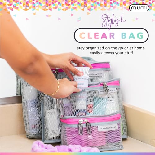 MUMI Travel Toiletry Bag Set of 3 – Clear TSA Approved Toiletry Bags for Women – Reusable Water-Resistant Makeup Organizer Pouches for Skincare, Cosmetics, Travel Accessories, Airport Packing - Blue - Image 5